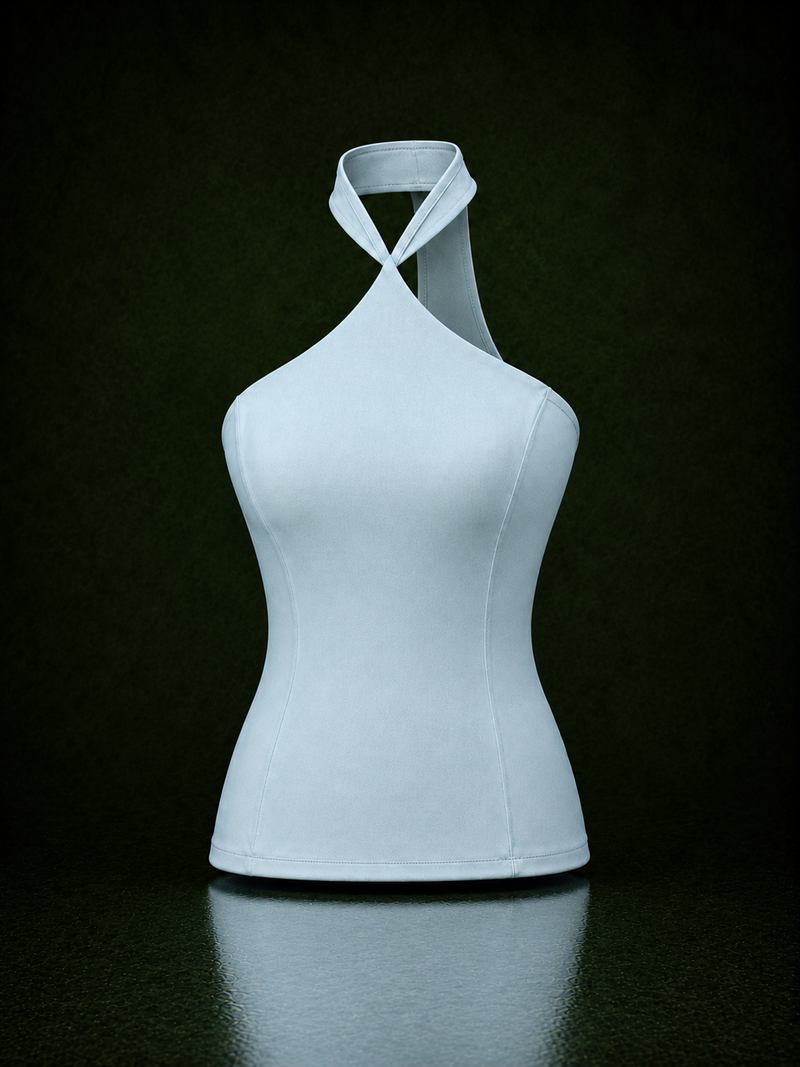 Cross-Neck Halter Sculpt Top